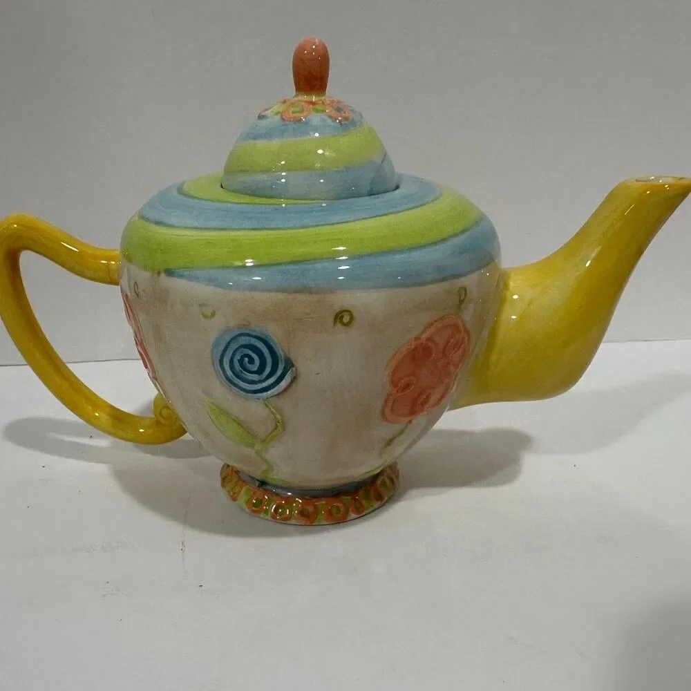 2 Personal Teapots for One - Bella Casa 3 pc by Ganz & Oneida China 2 pc Floral